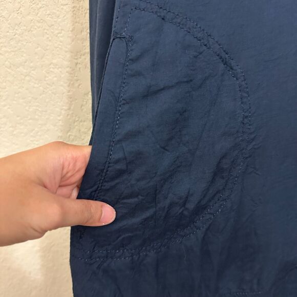 HOLDING HORSES ANTHROPOLOGIE Tunic Shirt Navy Blue Roll Tab Sleeve - Picture 6 of 11